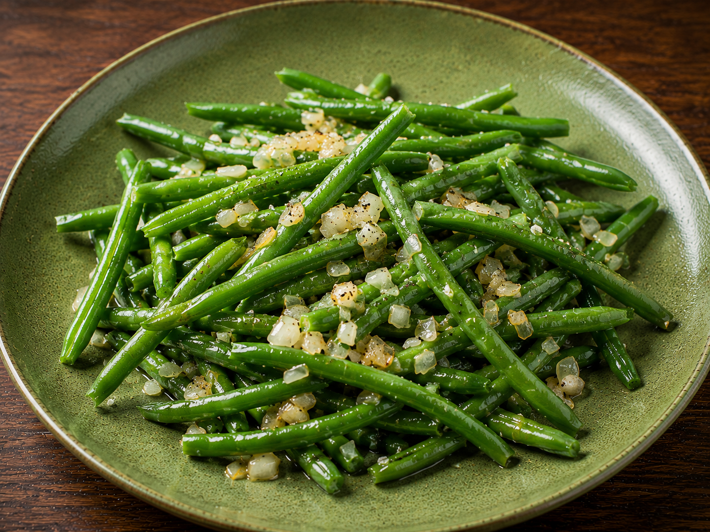 Haricots verts sauterade med schalottenlök